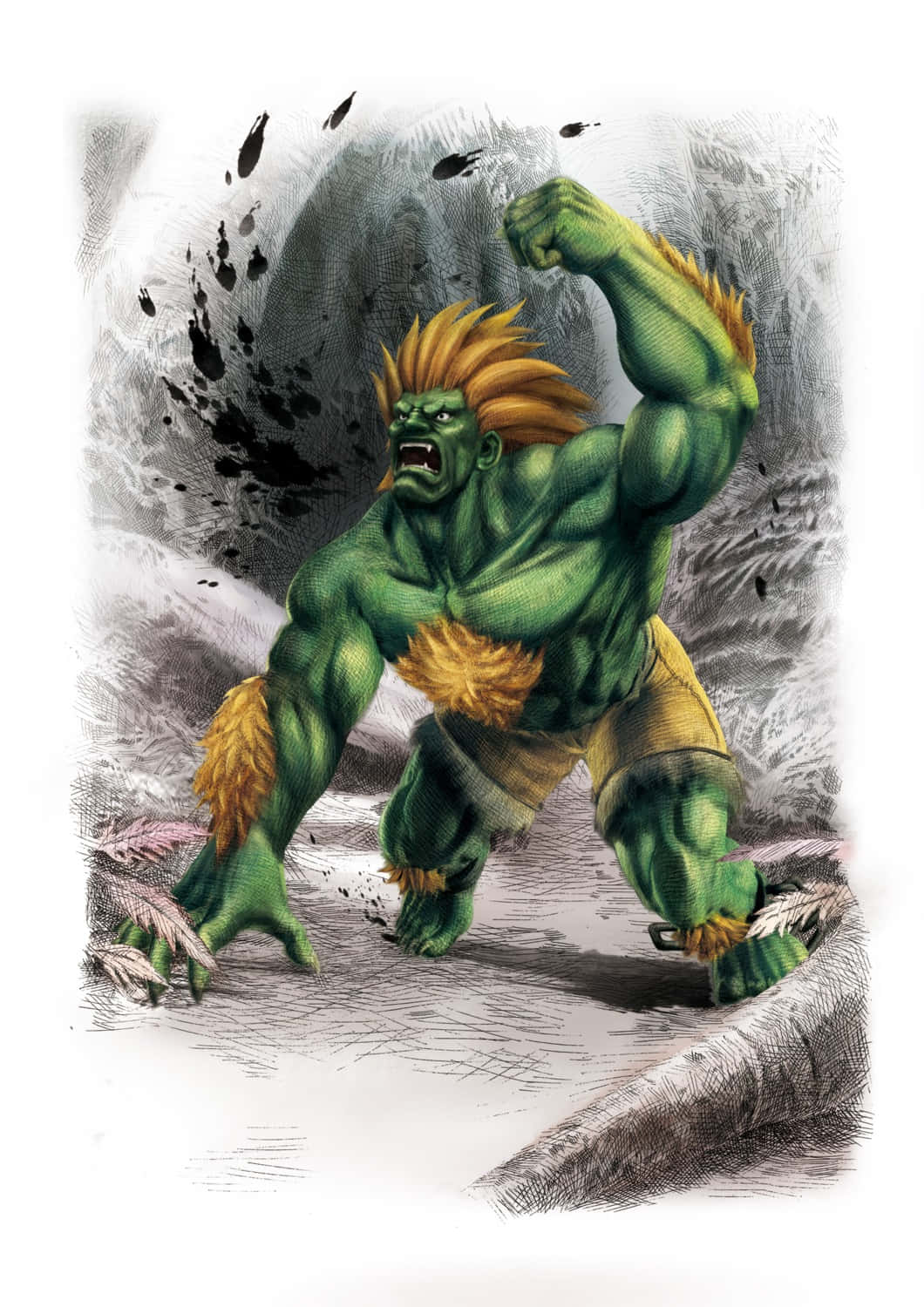 Street Fighter Blanka Roaring Wallpaper