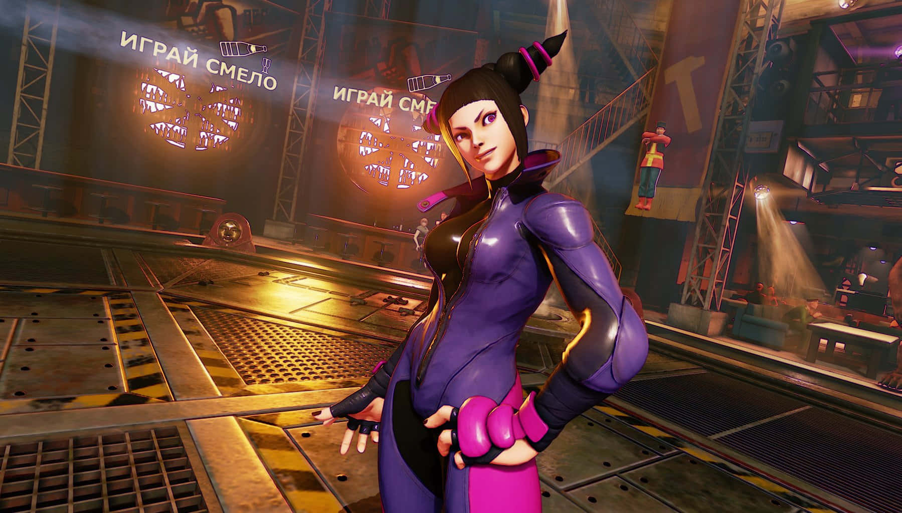 Street Fighter Juri Industrial Backdrop Wallpaper