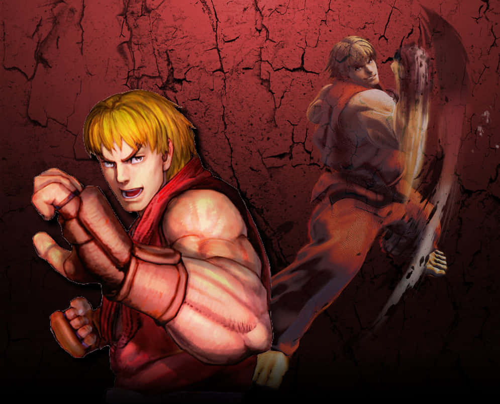 Street Fighter Ken Action Pose Wallpaper