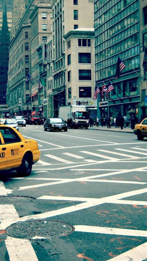 Street In Daytime New York Iphone Wallpaper