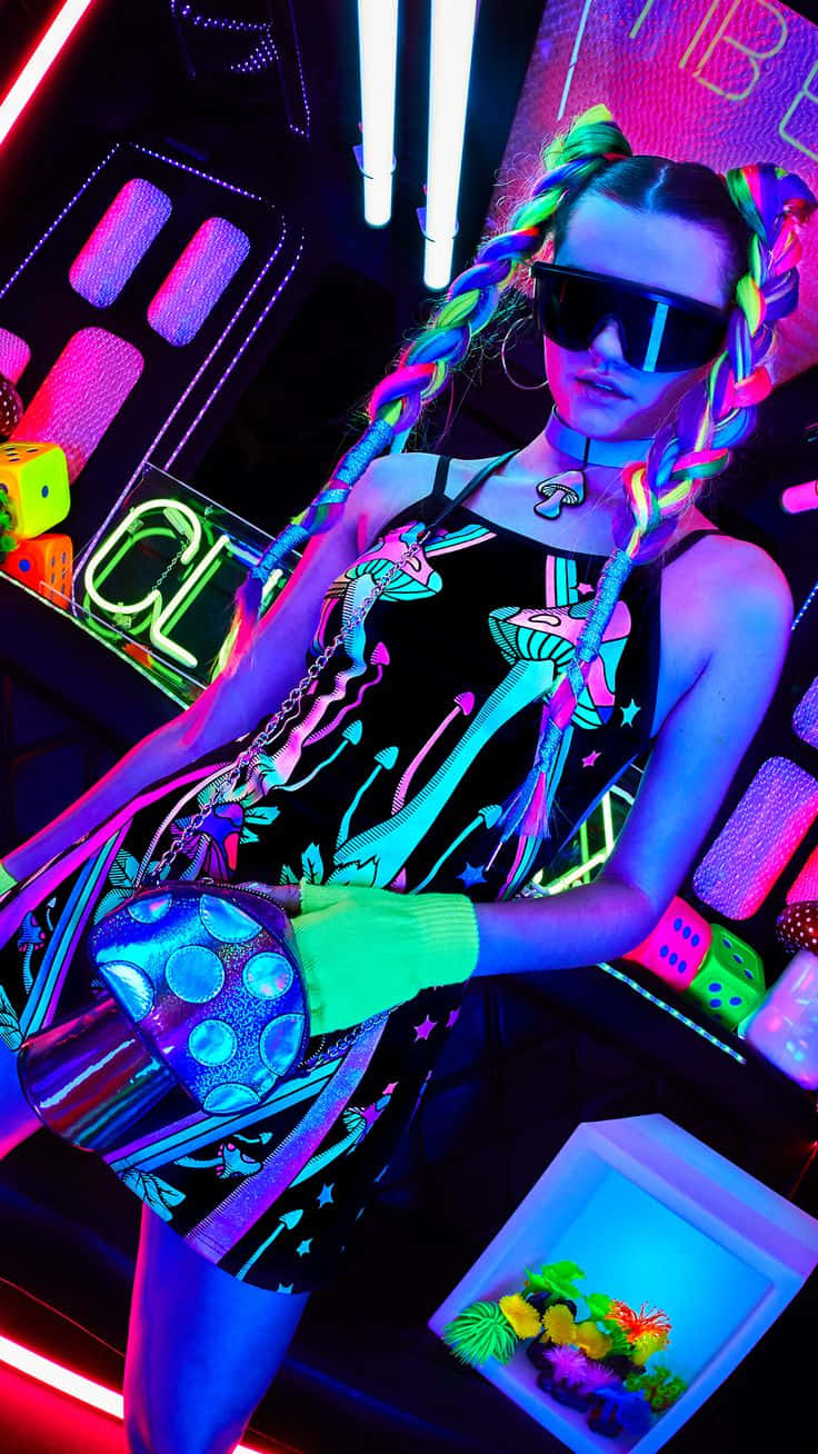 Striking Neon Fashion Statement Wallpaper