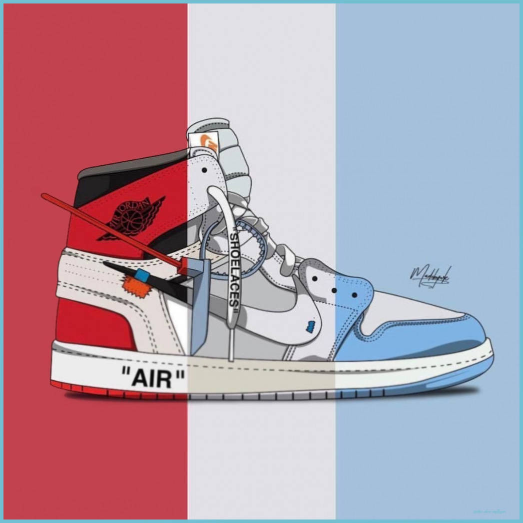 Striped Air Jordan Cartoon Shoe Wallpaper