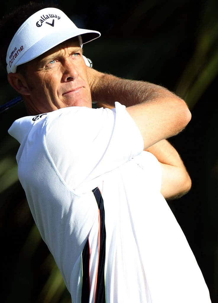 Stuart Appleby Wearing A White Polo T-shirt Wallpaper