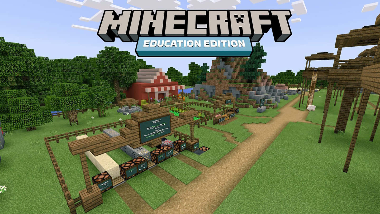 Students Collaborating And Building In Minecraft: Education Edition Wallpaper