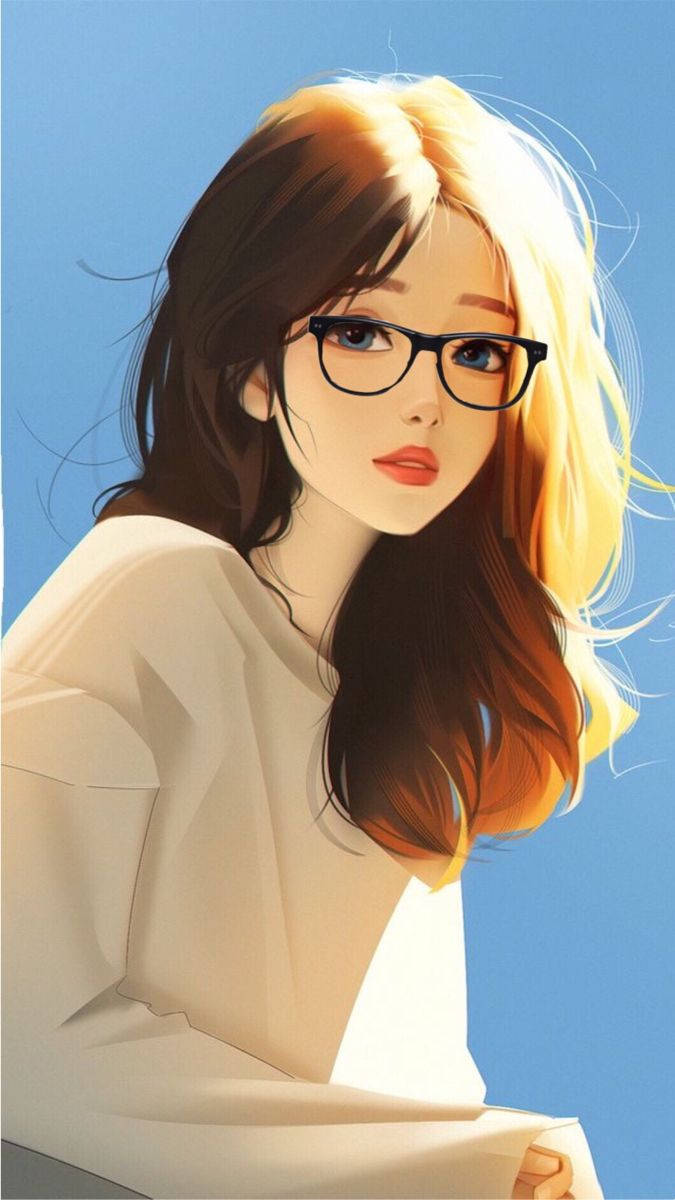 Studious Cool Girl Cartoon Wallpaper