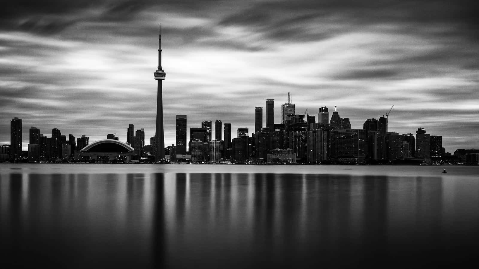 Stunning Black And White Cityscape View Wallpaper