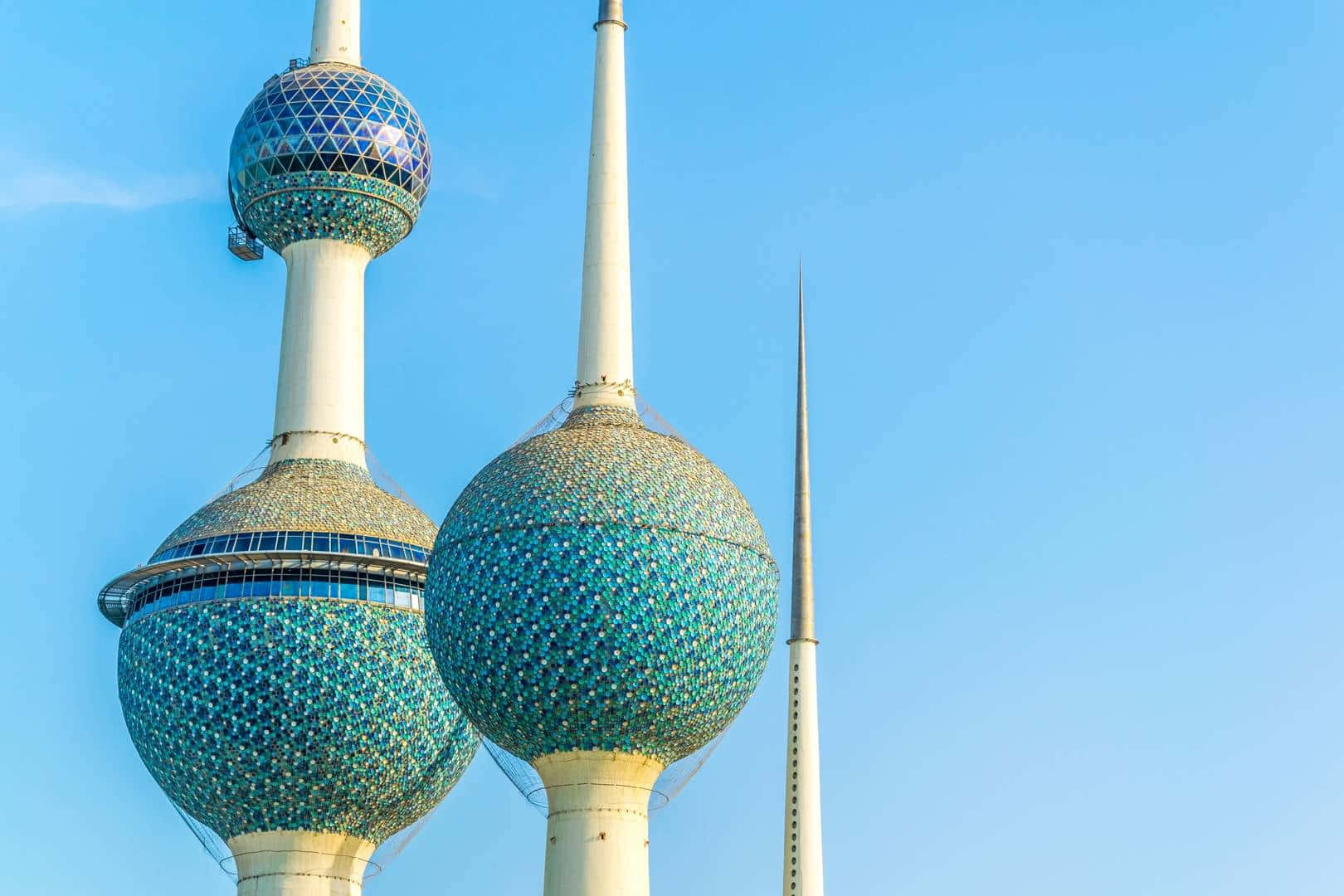 Stunning Close-up Of Iconic Kuwait Towers. Wallpaper