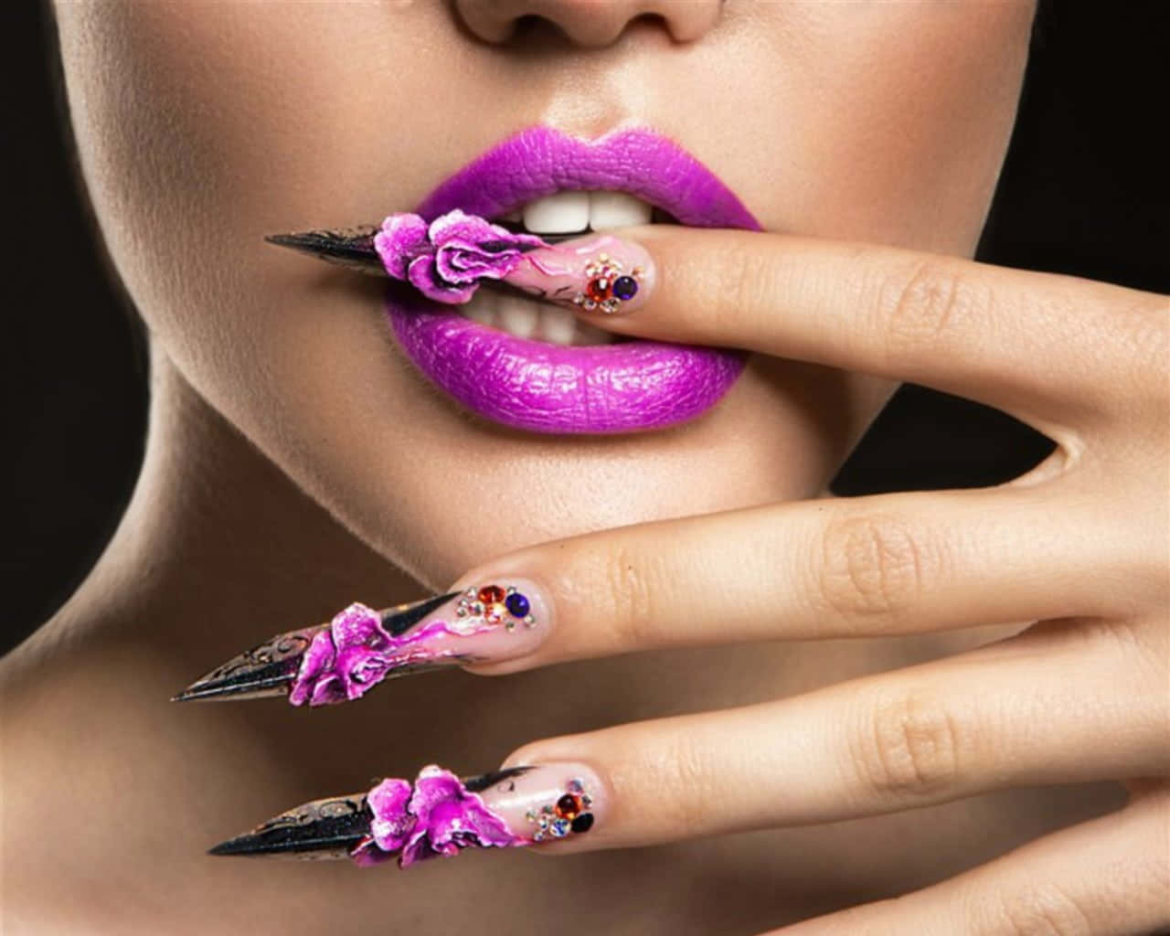 Stunning Cute Nail Art Design On Stylish Hands Wallpaper