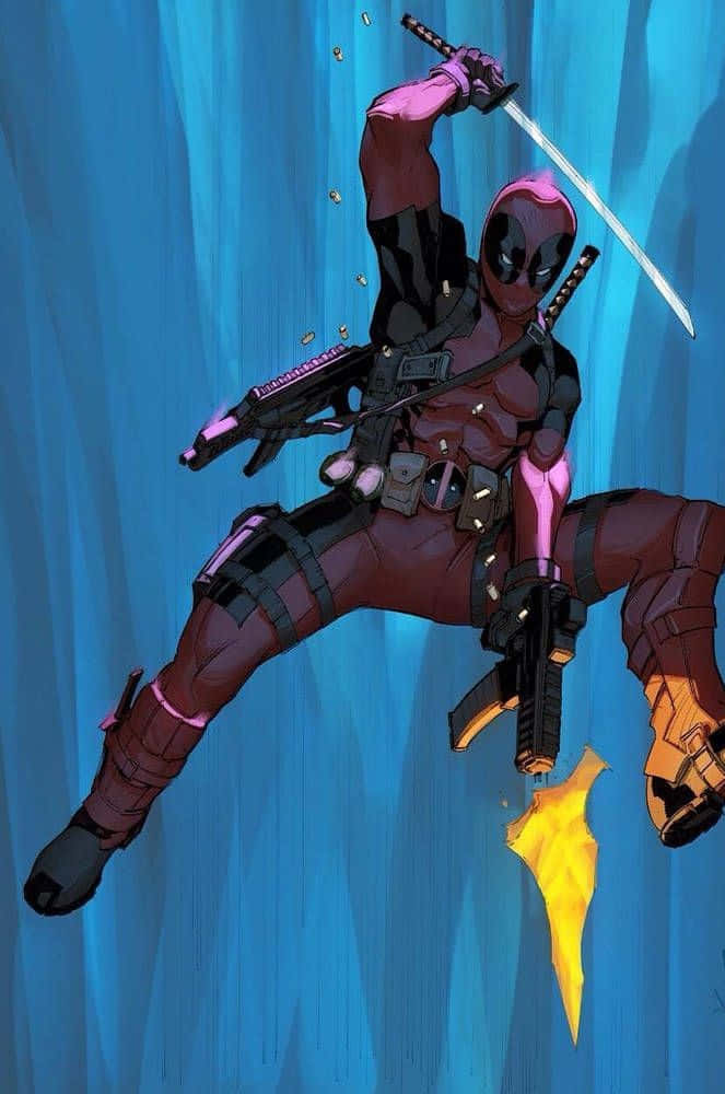 Stunning Deadpool Art In Action Wallpaper