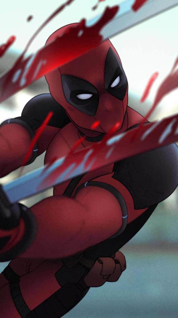 Stunning Deadpool Art With Dynamic Background Wallpaper