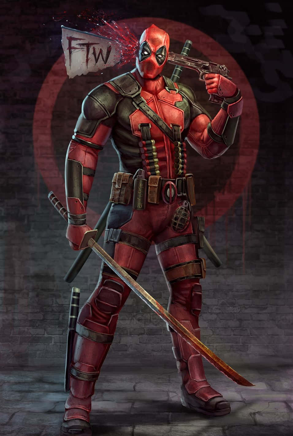 Stunning Deadpool Artwork In Action Wallpaper