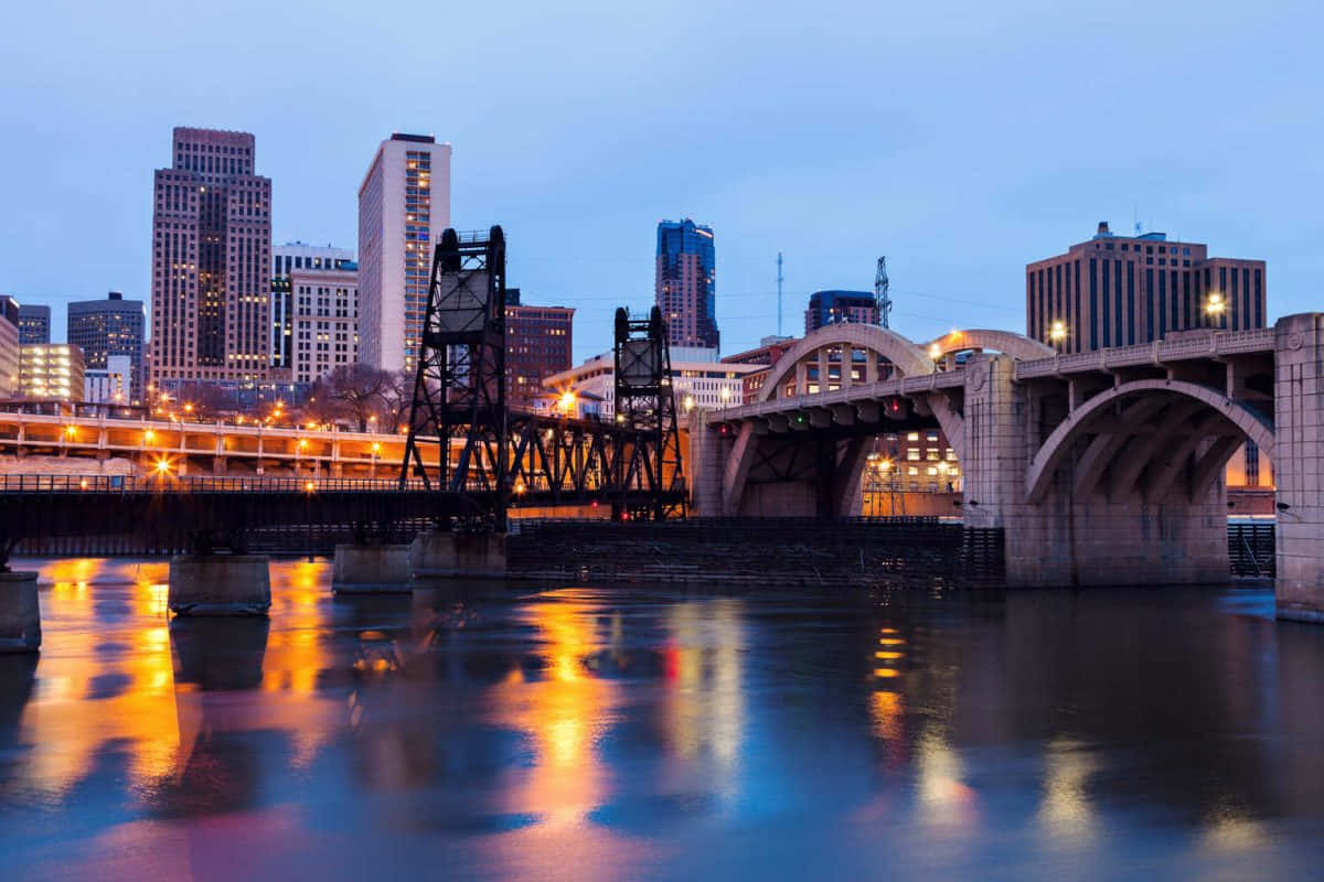 Stunning Downtown Saint Paul Skyline At Dusk Wallpaper