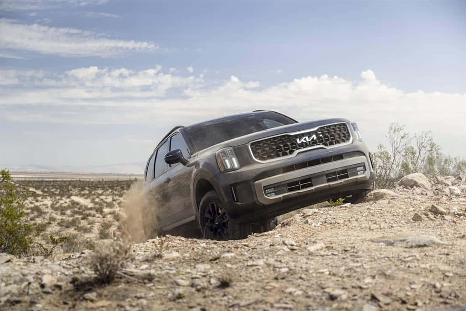 Stunning Kia Telluride On A Picturesque Road Wallpaper