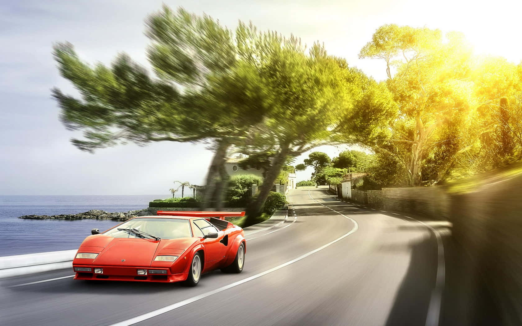 Stunning Lamborghini Countach In Full Throttle Wallpaper