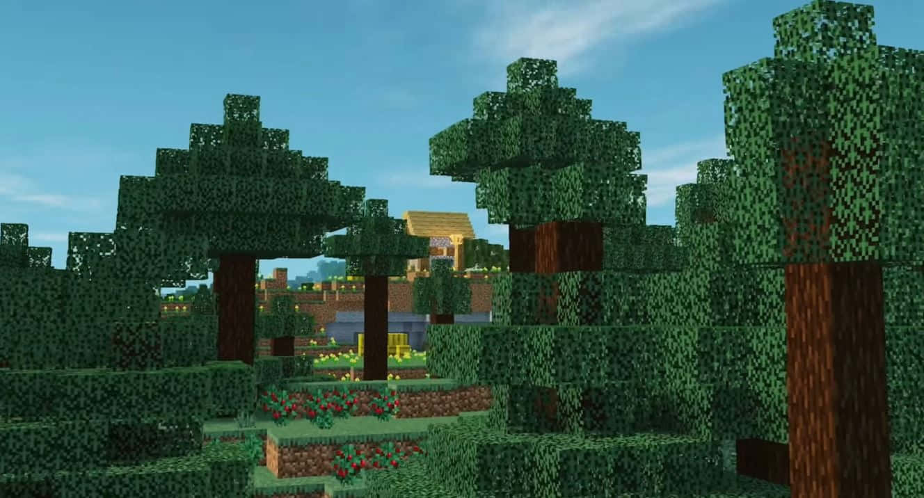 Stunning Minecraft Pixel Art Landscape Wallpaper