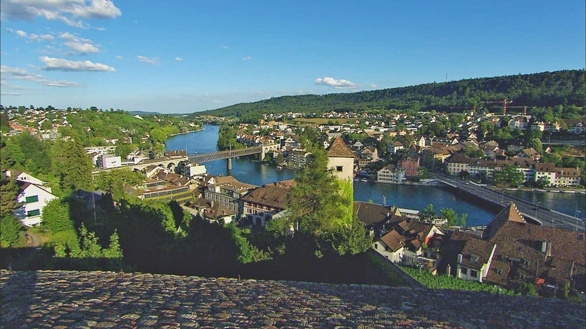 Stunning Panorama Of Schaffhausen City, Switzerland Wallpaper