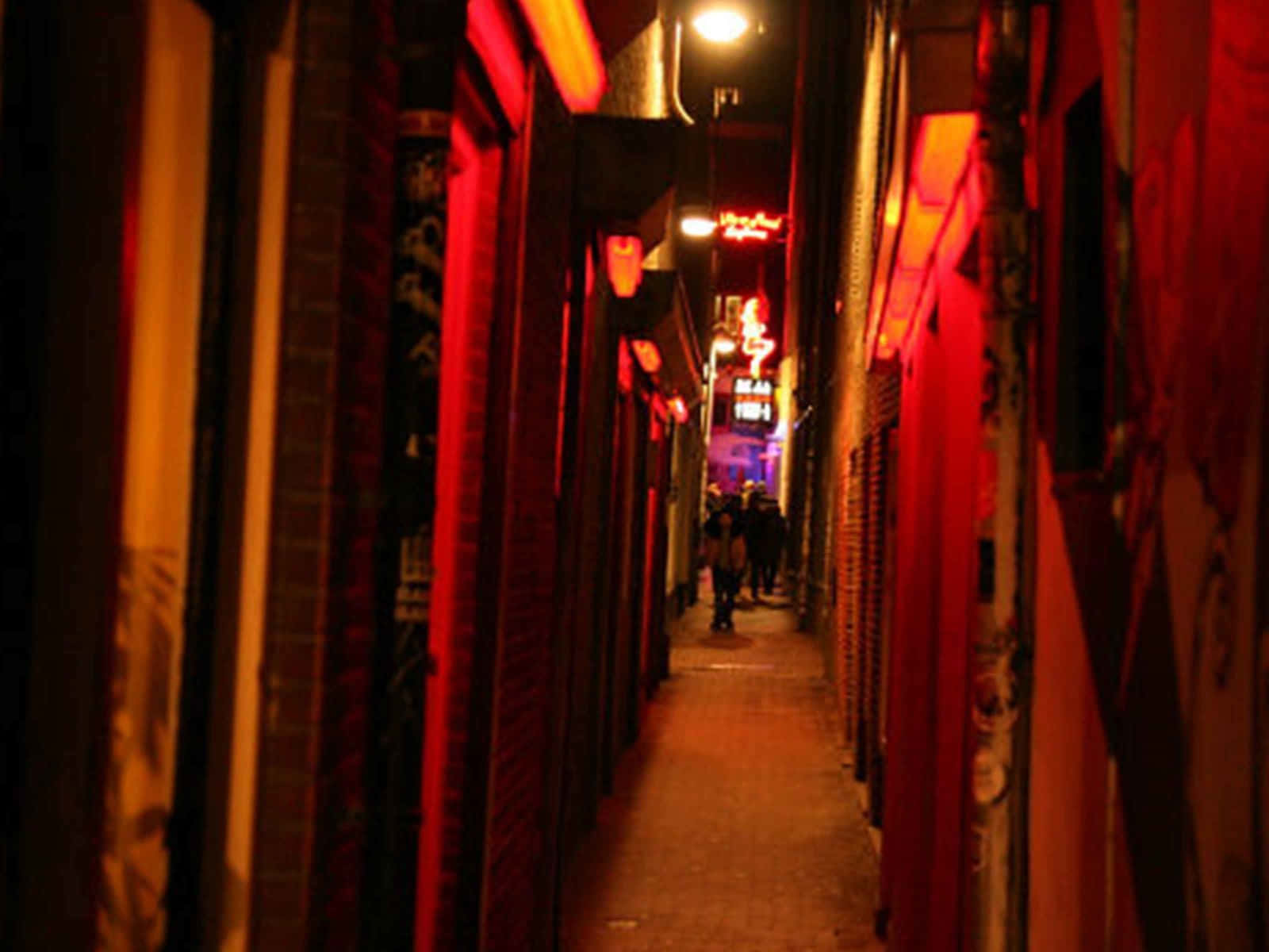 Stunning Red Light District At Night Wallpaper