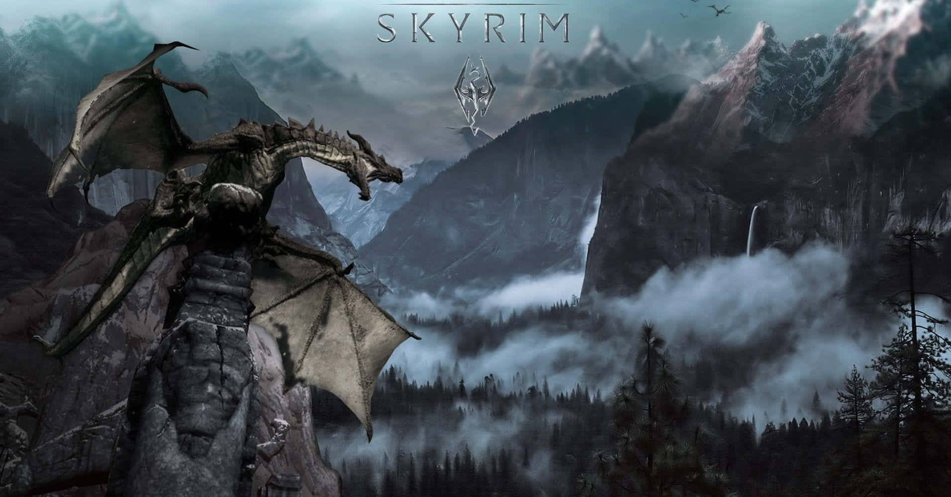 Stunning Skyrim Landscape At Dusk Wallpaper