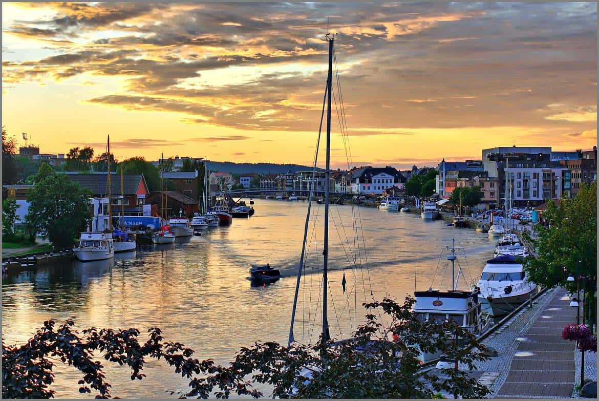 Stunning Sunset Over Fredrikstad, Norway Wallpaper