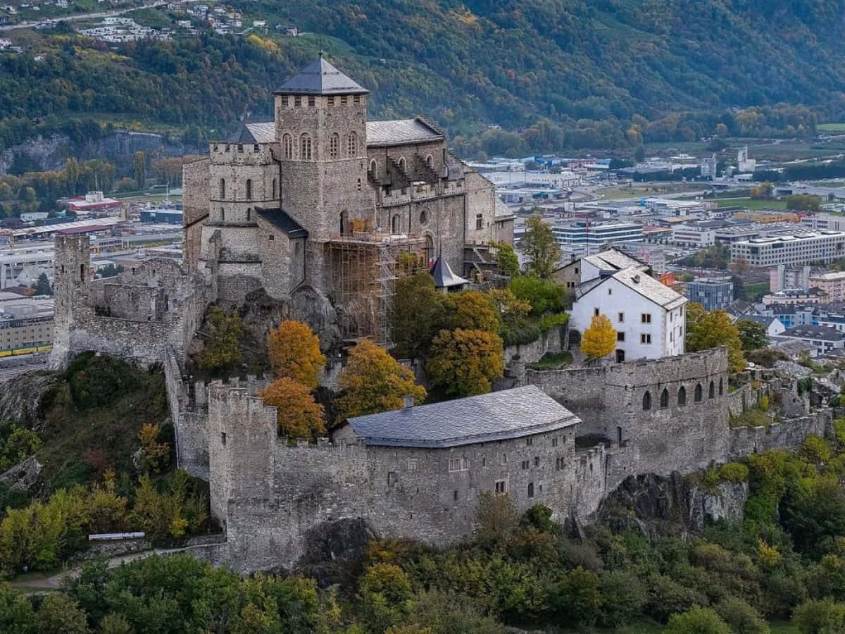 Stunning Sunset Over Sion, Switzerland Wallpaper