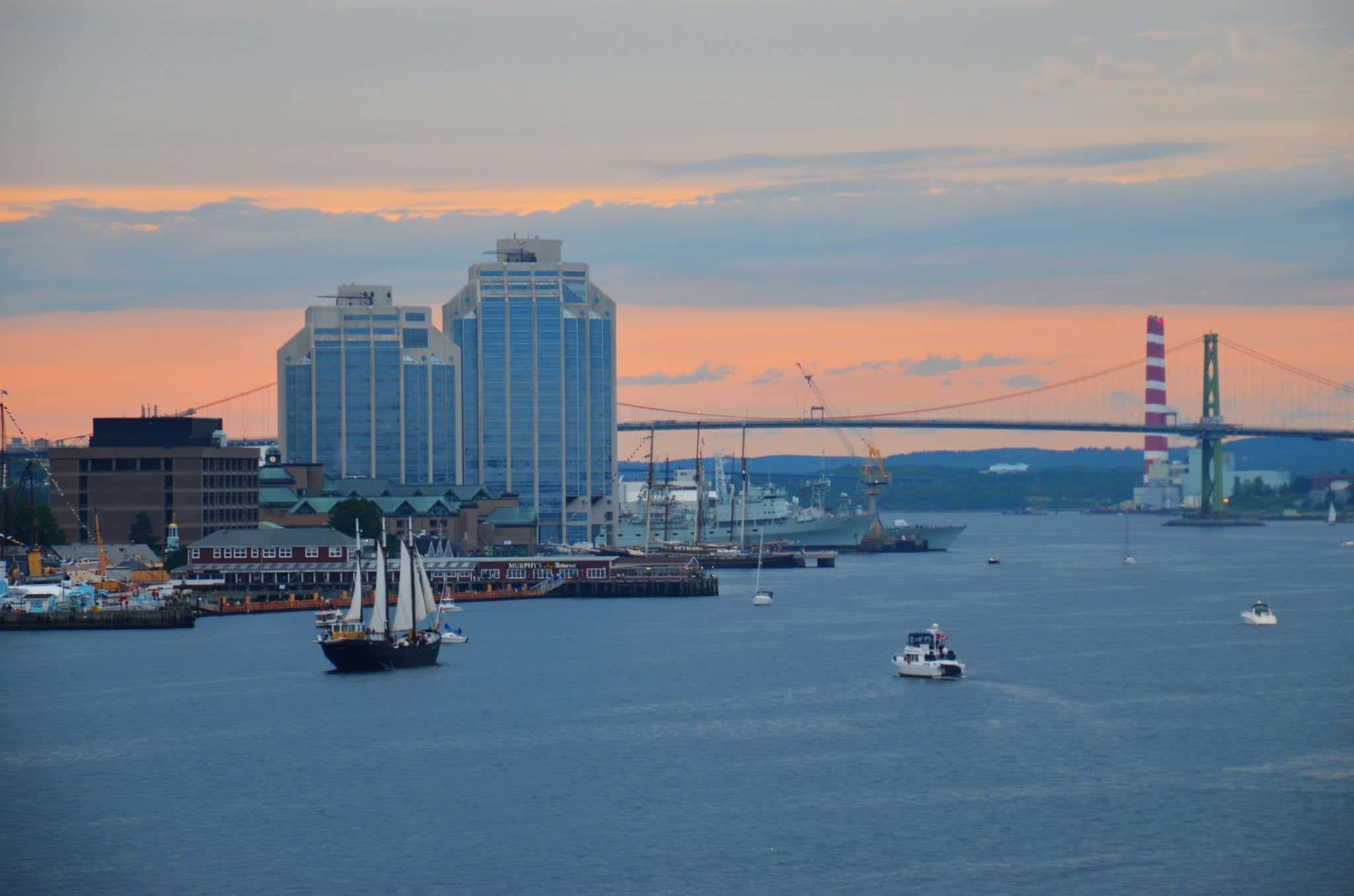 Stunning Sunset Over The Halifax Skyline Wallpaper