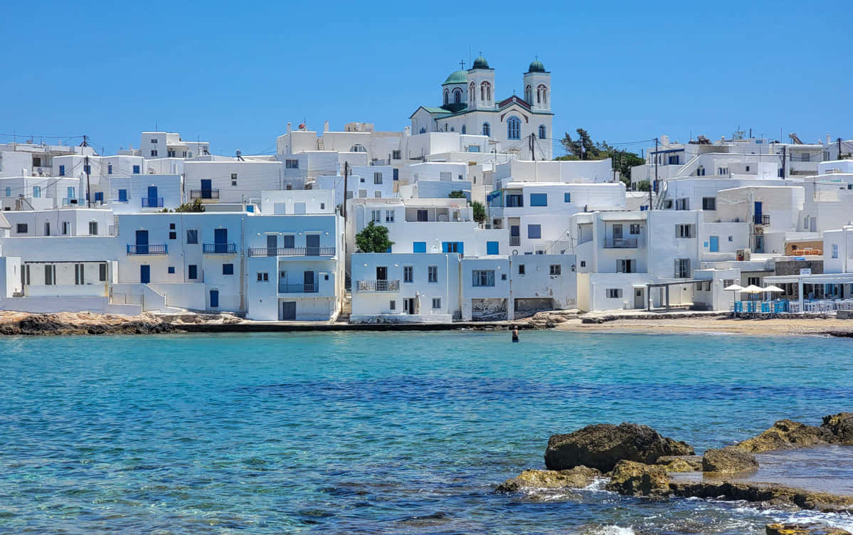 Stunning View Of A Picturesque Greek Island Wallpaper