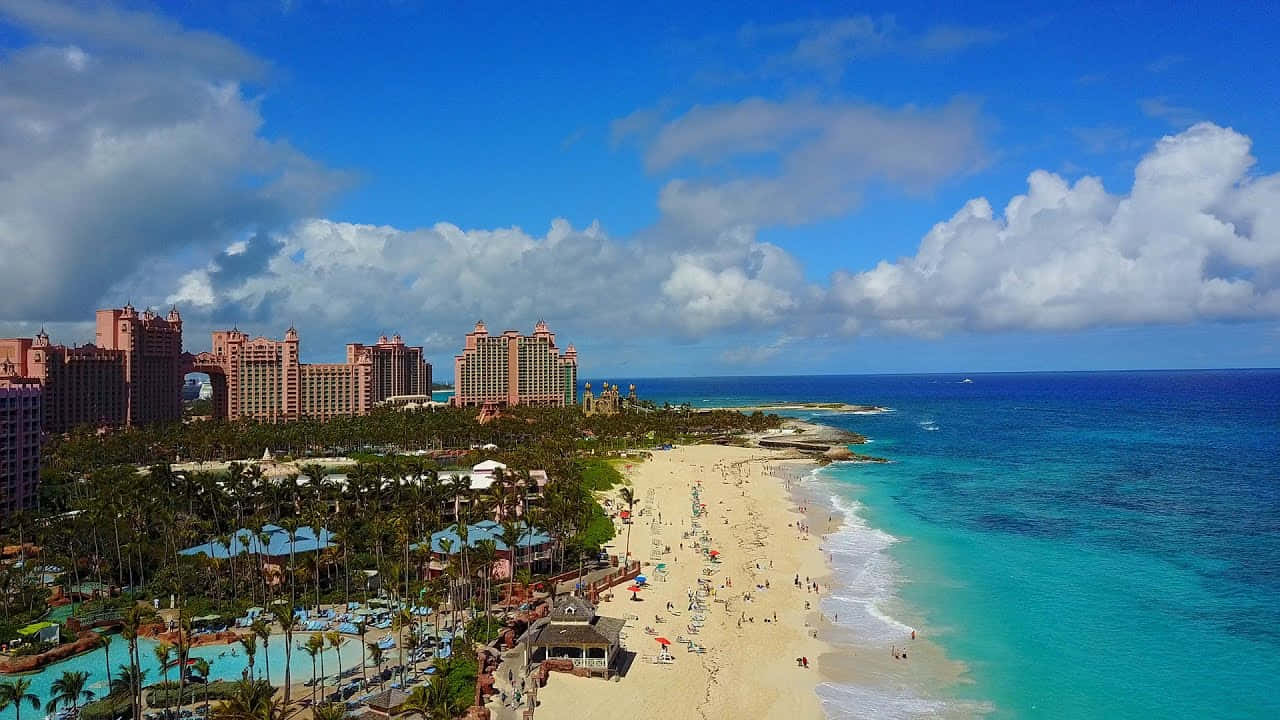 Stunning View Of A Serene Beach On Bahamas Island Wallpaper