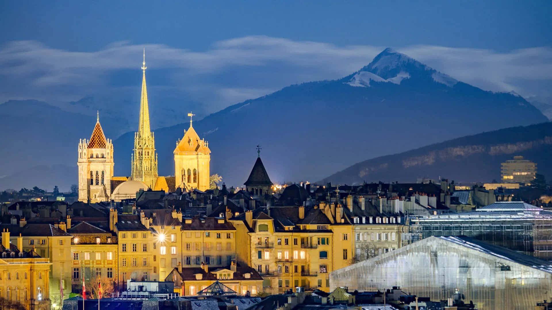 Stunning View Of The Iconic Jet D'eau Spraying On Lake Geneva, Switzerland Wallpaper