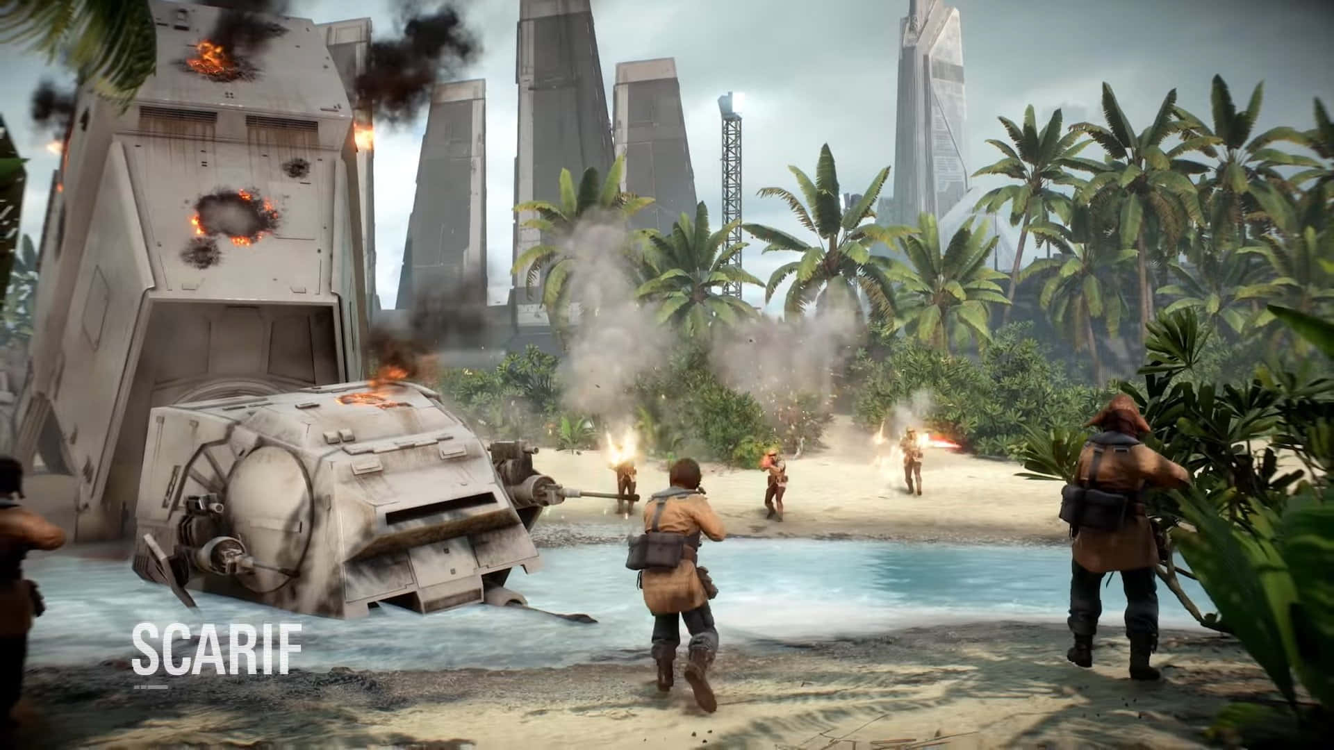 Stunning View Of The Tropical Paradise Island Of Scarif Wallpaper