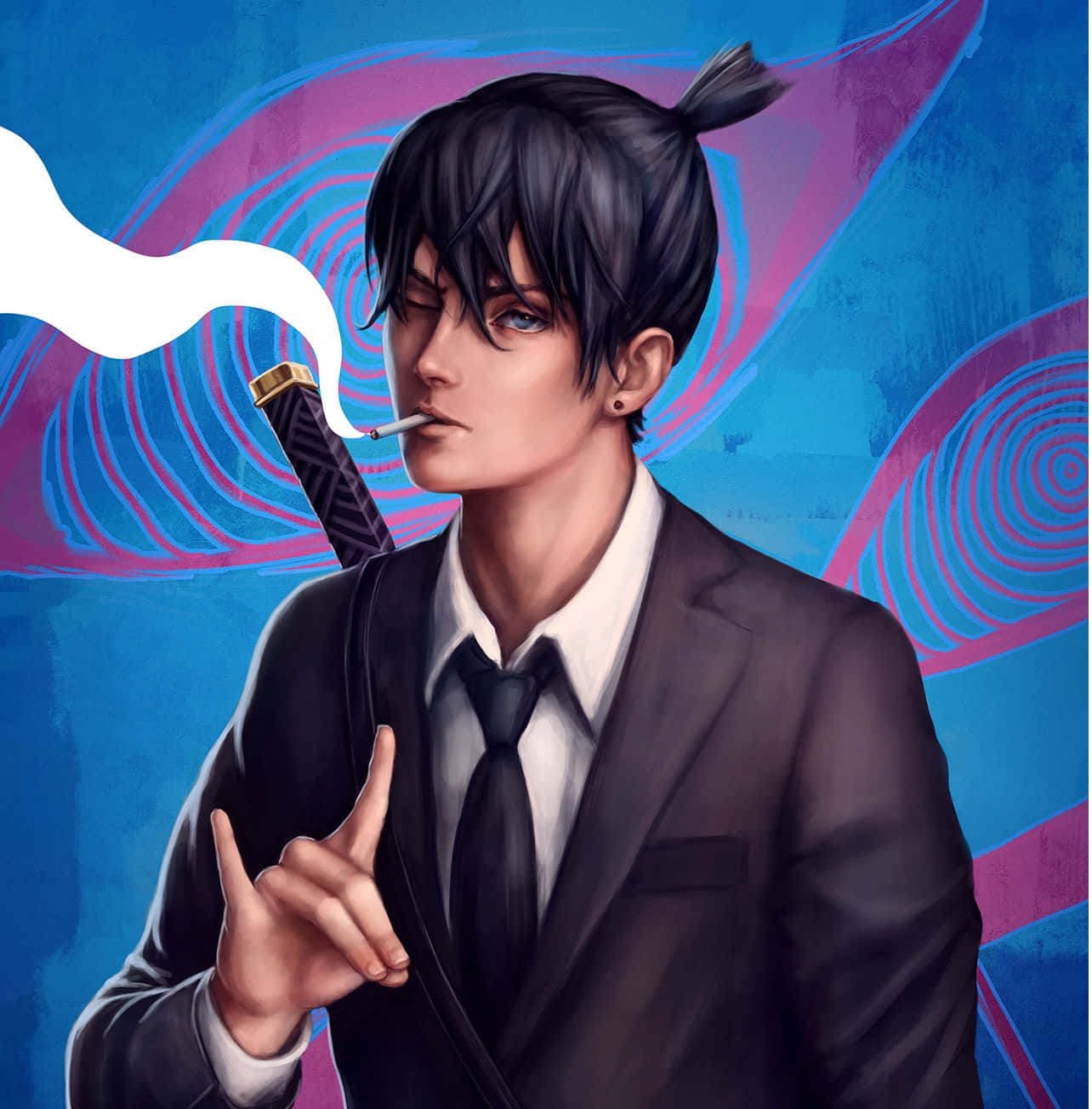 Stylish_ Anime_ Character_ Smoking Wallpaper