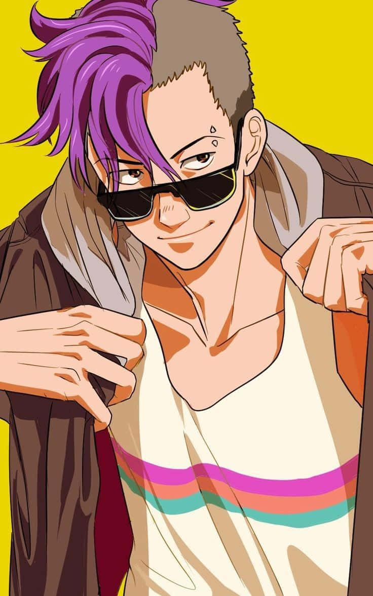 Stylish Anime Characterwith Purple Hair Wallpaper