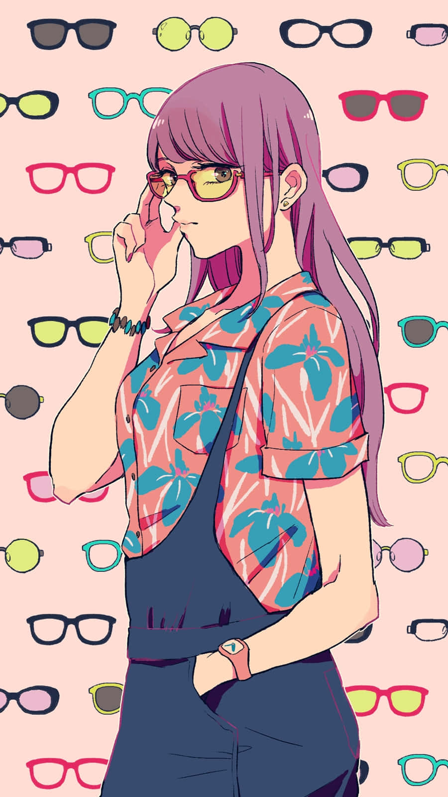 Stylish Anime Girl With Glasses Wallpaper