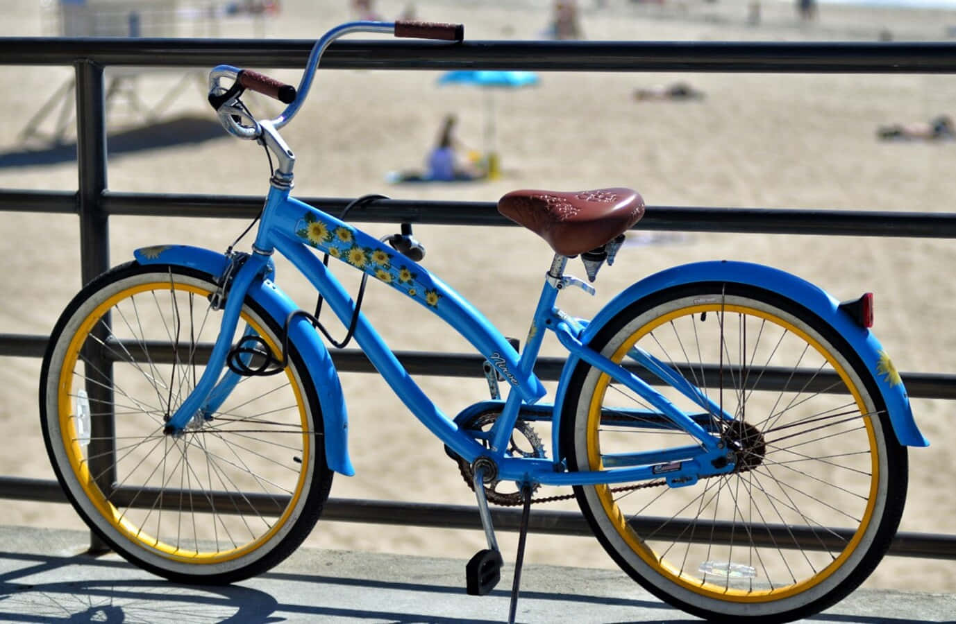 Stylish Beach Cruiser Bike On A Boardwalk Against A Beautiful Sky At Sunset Wallpaper