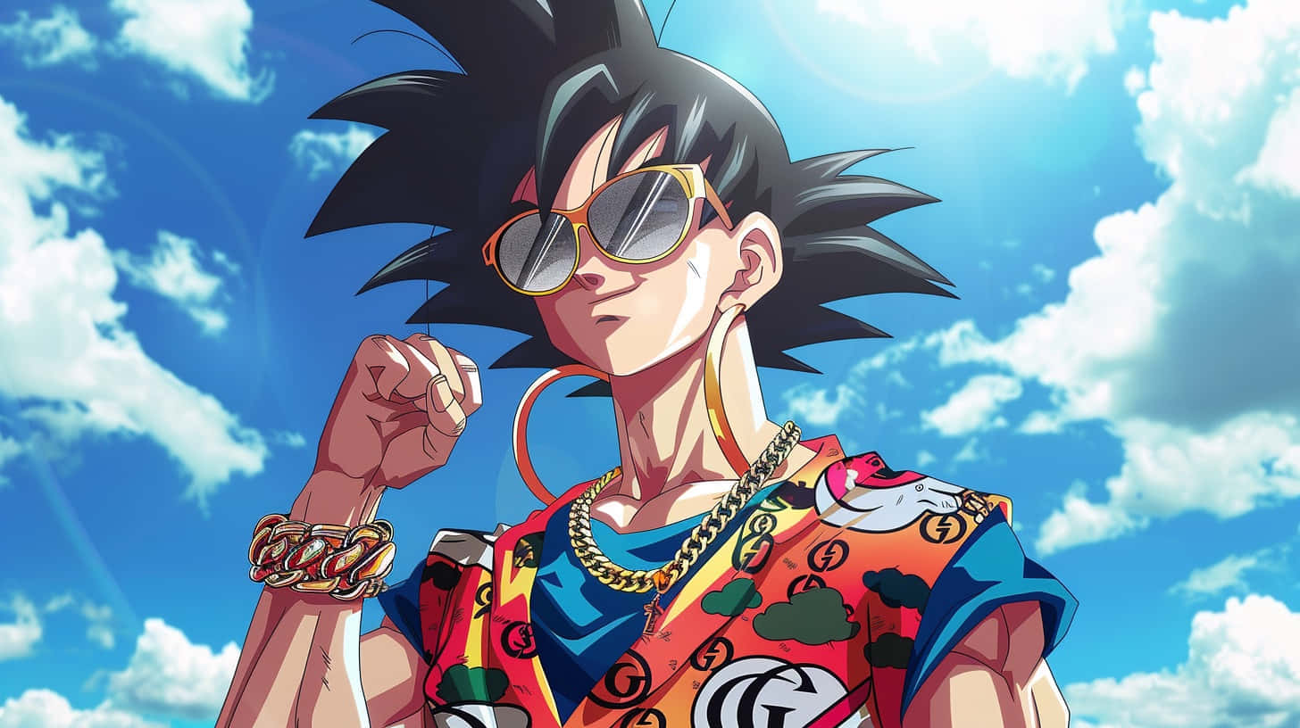 Stylish Goku Gucci Crossover Wallpaper