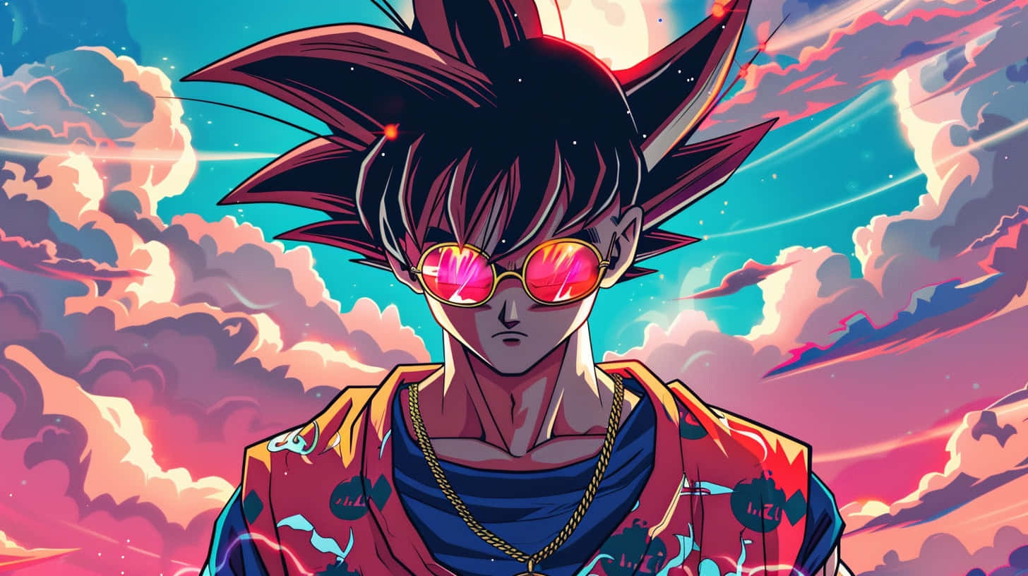 Stylish Goku With Sunglasses Wallpaper