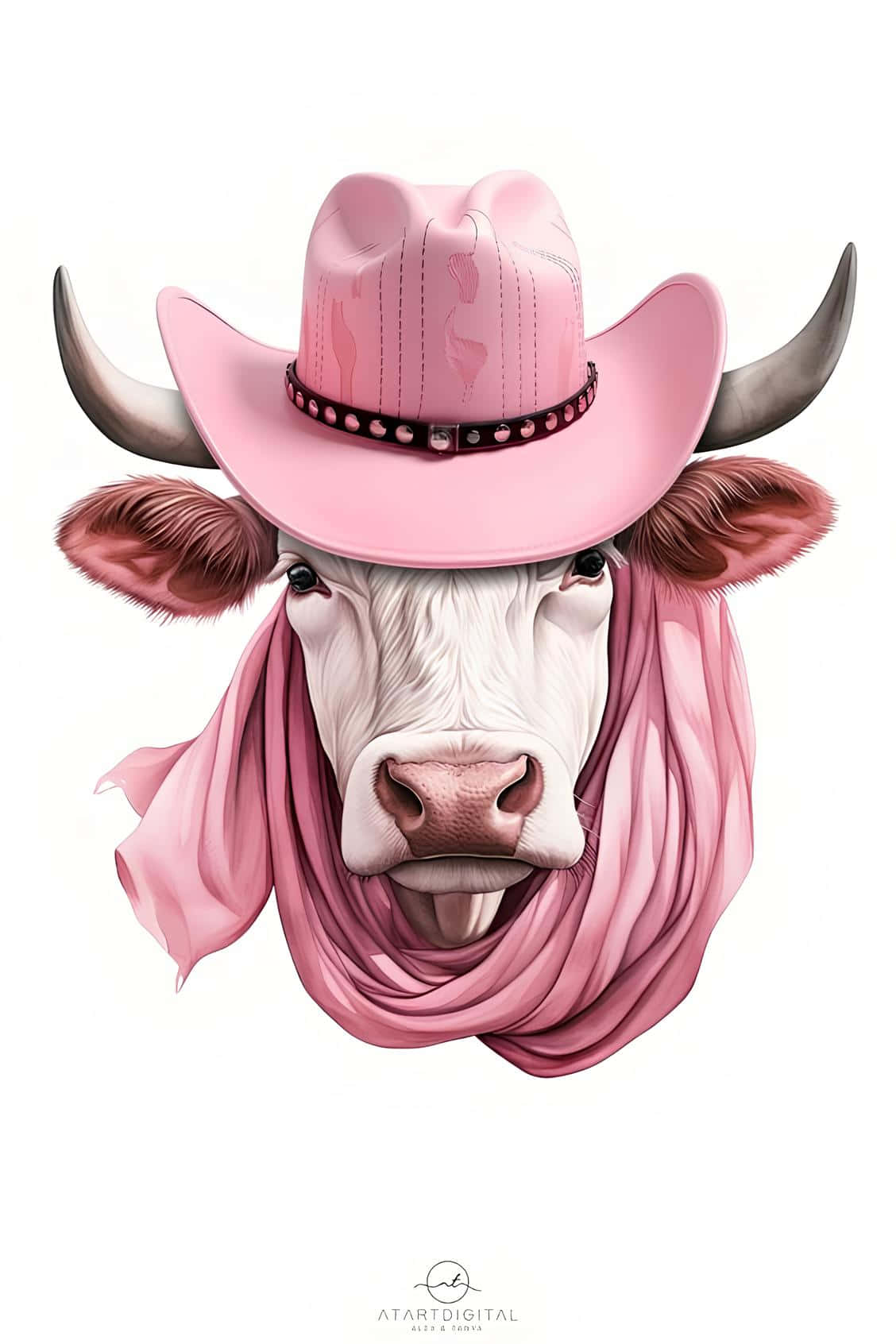 Stylish Pink Cow Illustration.jpg Wallpaper