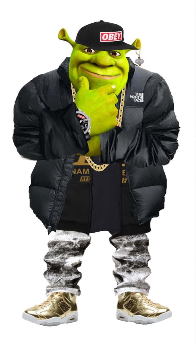 Stylish_ Shrek_ Obey_ Cap_ Gold_ Chains.jpg Wallpaper