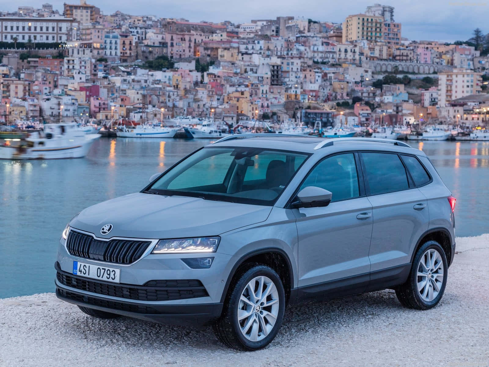 Stylish Skoda Karoq On A Cloudy Day Wallpaper