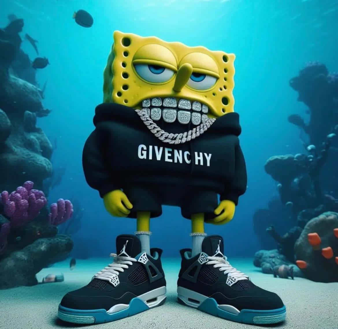 Stylish Sponge Bob Underwater Fashion Wallpaper