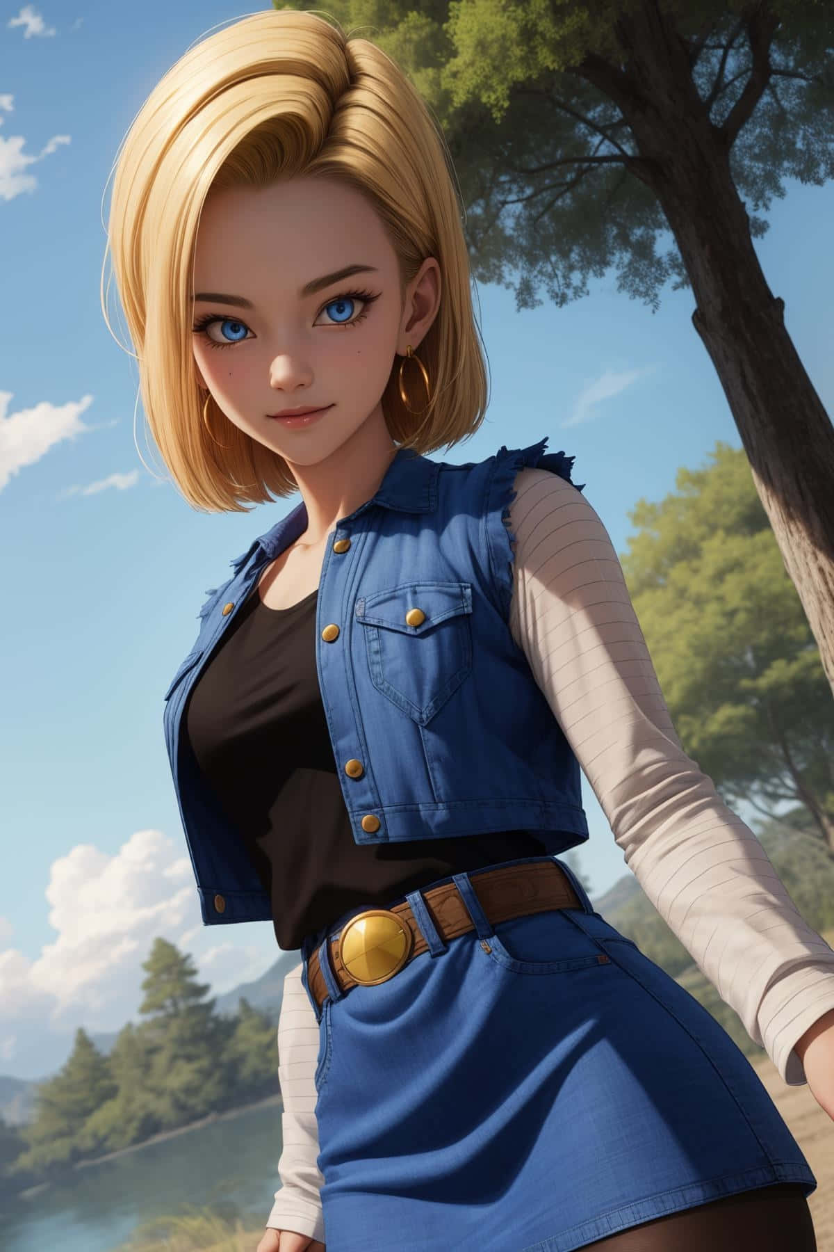 Stylized Android18 Outdoors Wallpaper