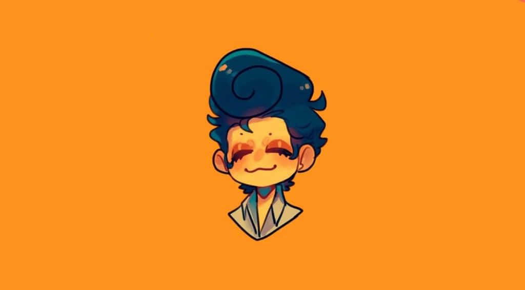 Stylized Character Portrait Orange Background Wallpaper