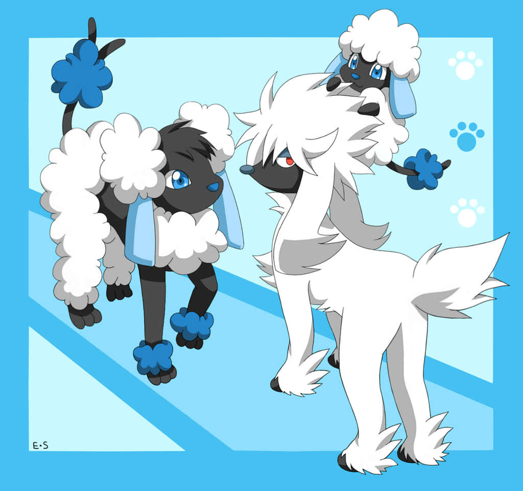 Stylized Furfrou Pair Illustration Wallpaper