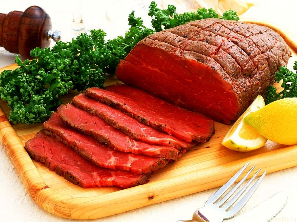 Succulent Premium Cut Red Meat On Display Wallpaper