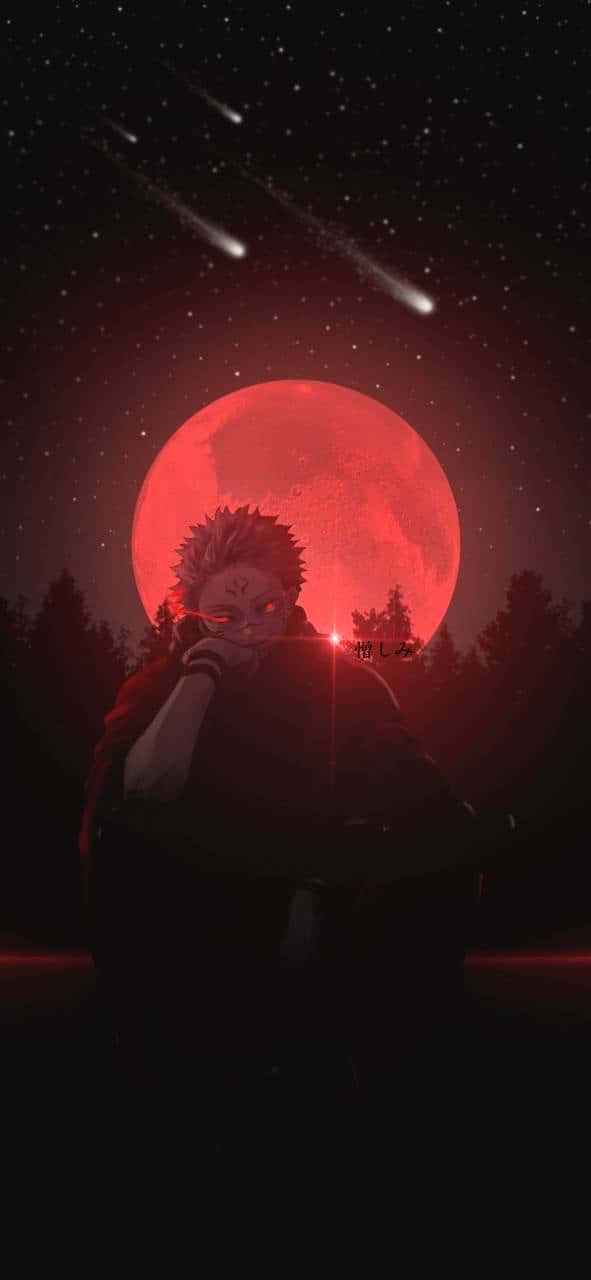 Sukuna Under Red Moon Wallpaper