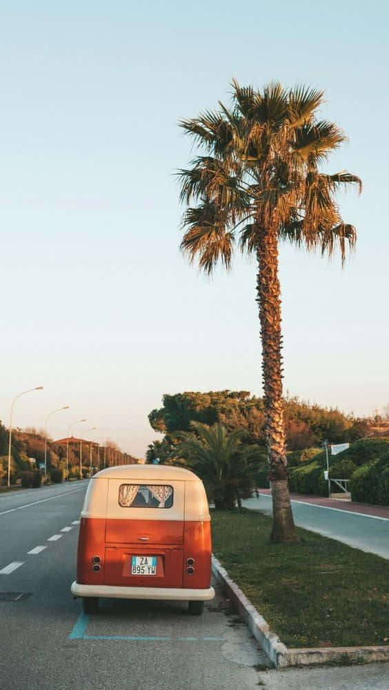 Summer Road Trip_ Vintage Van Palm Tree.jpg Wallpaper