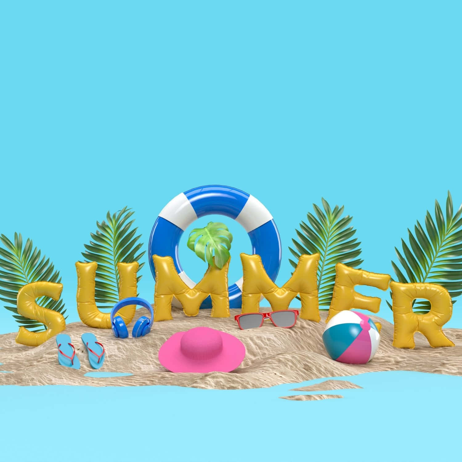 Summer Vibes3 D Render Wallpaper