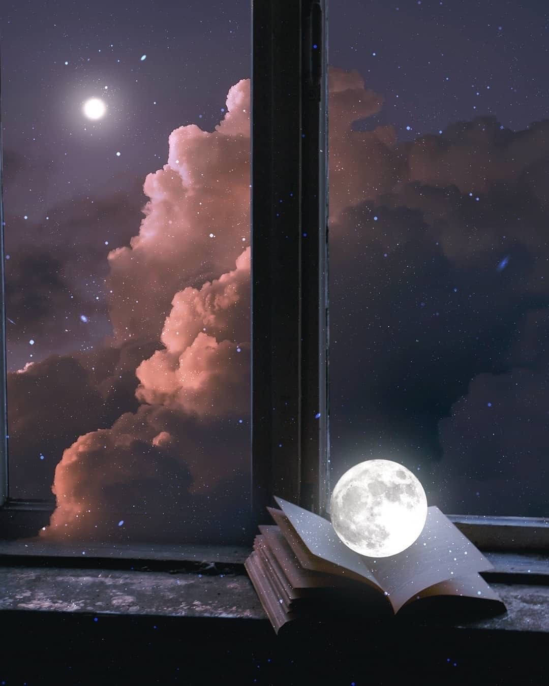 Sun And Moon Window Sill Wallpaper