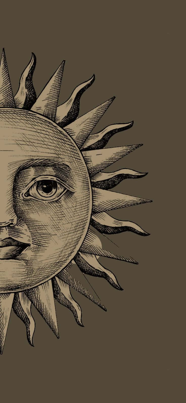 Sun Face Illustration On Brown Background Wallpaper