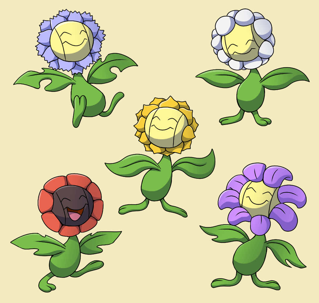 Sunflora With Other Flower Variants Wallpaper