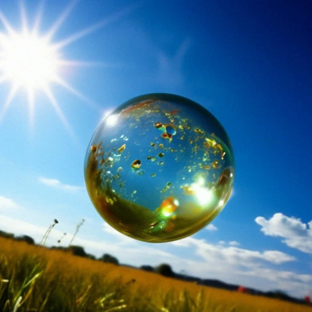 Sunlit Soap Bubble Over Field Wallpaper